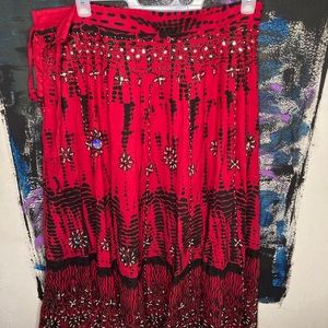 X Large, Black and Red African Skirt